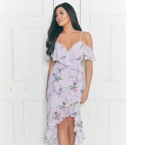 Missy Multi Chiffon Maxi Dress With Floral Frill D